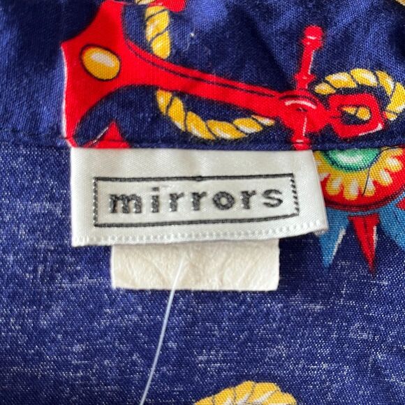 Vintage 80s/90s Navy Blue Nautical Button Up Crop Top - Picture 5 of 5